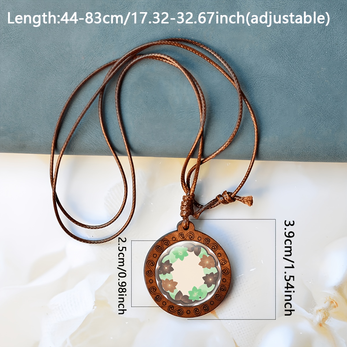 Handmade Circular Flower Wooden Pendant Necklace